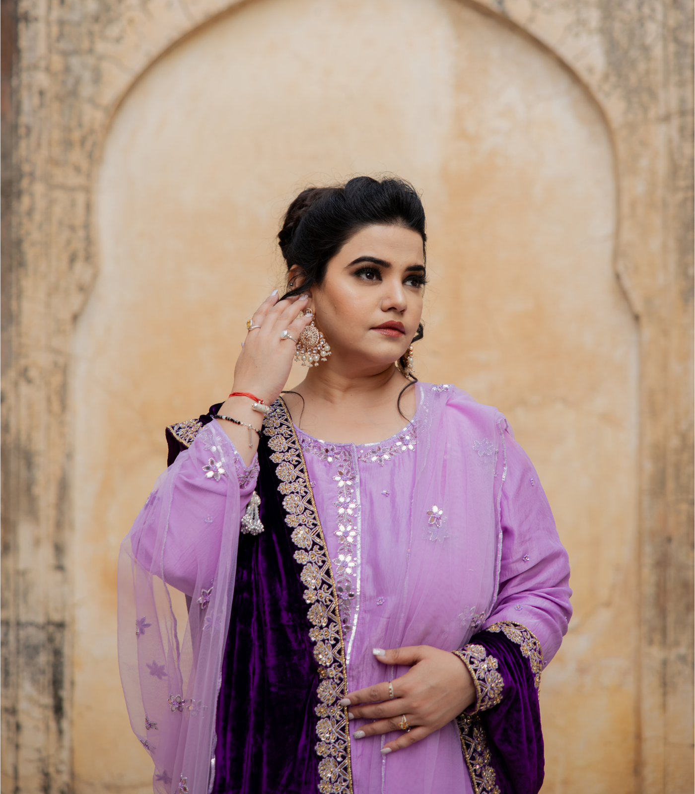 Purple velvet dushala