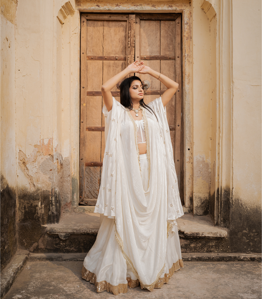 Lehenga with corset and cape