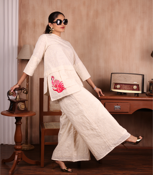 White flamingo coord set