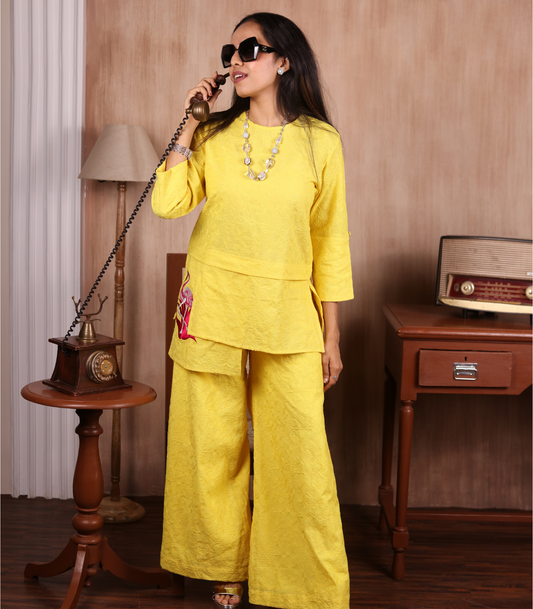 Yellow flamingo coord set