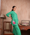 Green flamingo coord set