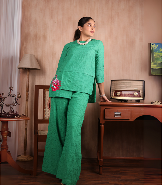 Green flamingo coord set